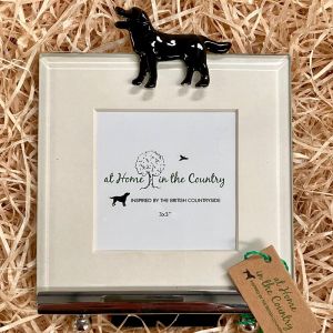 At Home in the Country -  Enamel Black Lab Square Frame