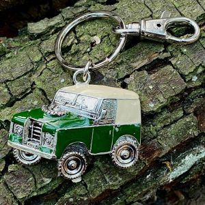 At Home in the Country -  Green Vintage 4 x 4 Key Ring