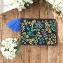 At Home in the Country -  NEW Navy Blue with Flowers Detailing Bag with Tassel