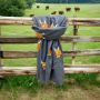 At Home in the Country - Brown Mohair Highland Cow on Charcoal Scarf