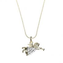 Clear Crystal and Gold Angel Necklace