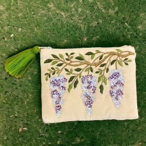 At Home in the Country - Cream Velvet with Beaded Wisteria Detailing Bag