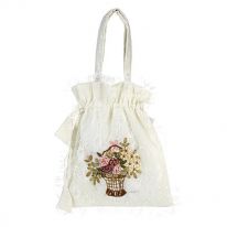 Flowers and Lace Cream Bag