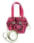 At Home in the Country - Little Designer Handbag with clock - pink lizard