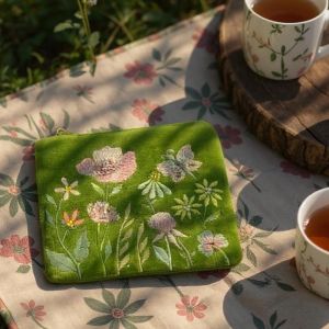 At Home in the Country - NEW Apple Green with Flowers & Butterfly Detailing Coin Purse