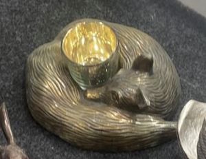 At Home in the Country - NEW Bronze Sleeping Fox Tea Light Holder