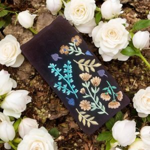 At Home in the Country - NEW Navy Blue with Flowers Detailing Glasses Pouch