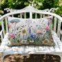 At Home in the Country - NEW Rectangle Embroidered Cushion, Country flowers, blue/grey