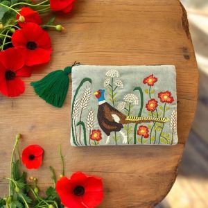 At Home in the Country - NEW Soft Grey with Pheasant Detailing Bag with Tassel
