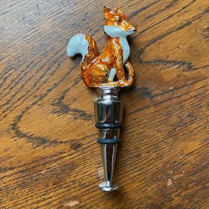 At Home in the Country - Rich Brown Foxy Bottle Stopper