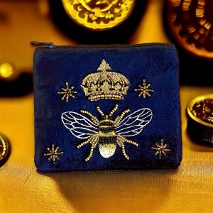 At Home in the Country - Royal Blue with Gold Bee Detailing Purse