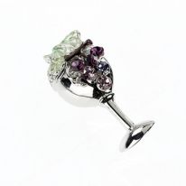 Wine Glass with Grapes Brooch