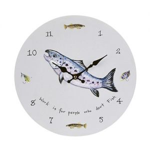 At Home in the Country - Work is for People who Don't Fish Wall Clock